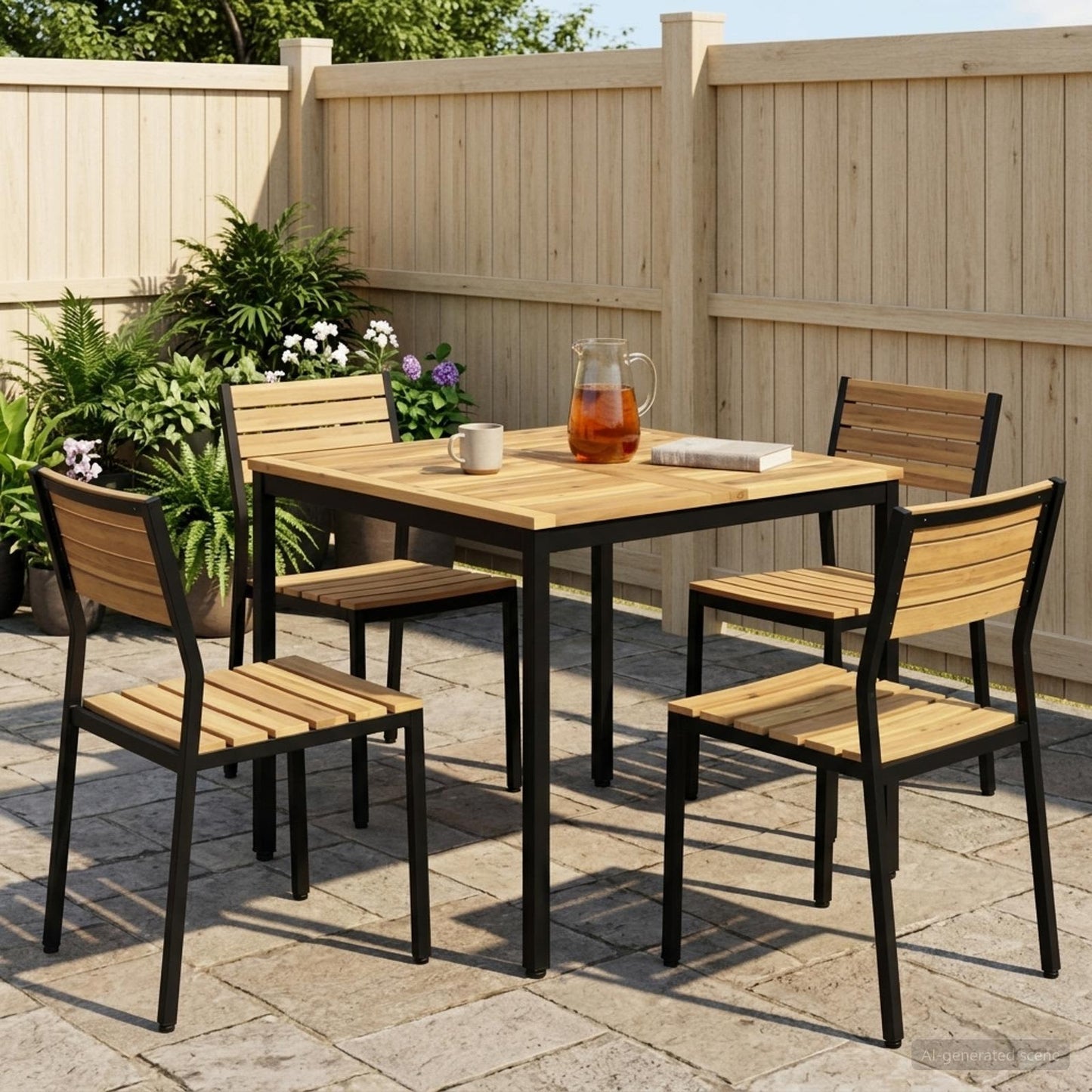 Garden Dinner Table White and Black 80 x 80.5 x 75 cm