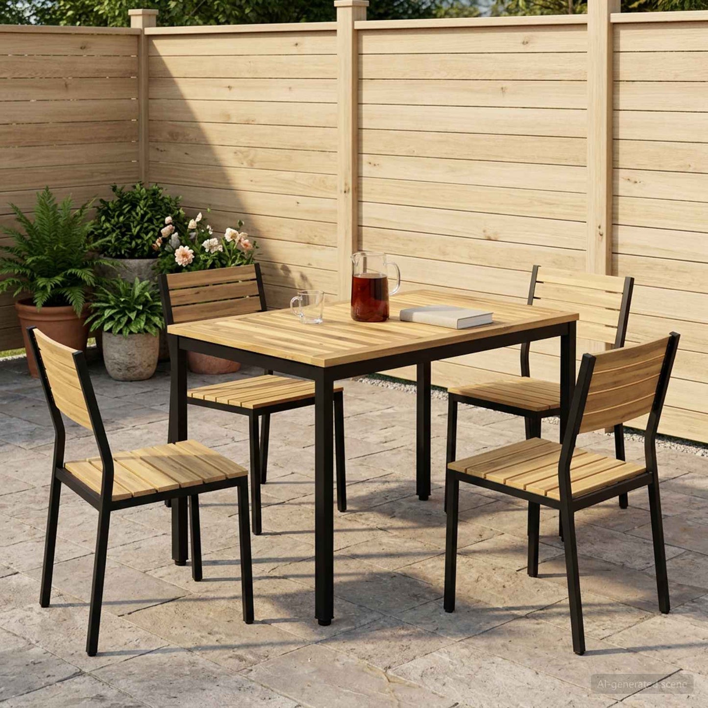 Garden Dinner Table White and Black 108.5 x 55 x 75 cm