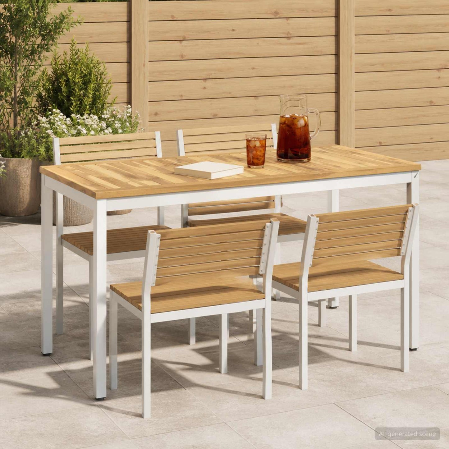 Garden Dinner Table White 108.5 x 55 x 75 cm Solid Acacia Wood