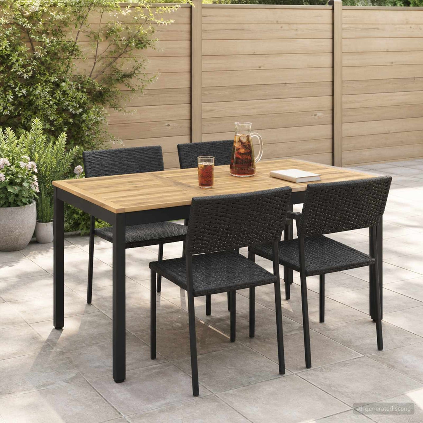 Garden Dinner Table White and Black 141 x 80.5 x 75 cm