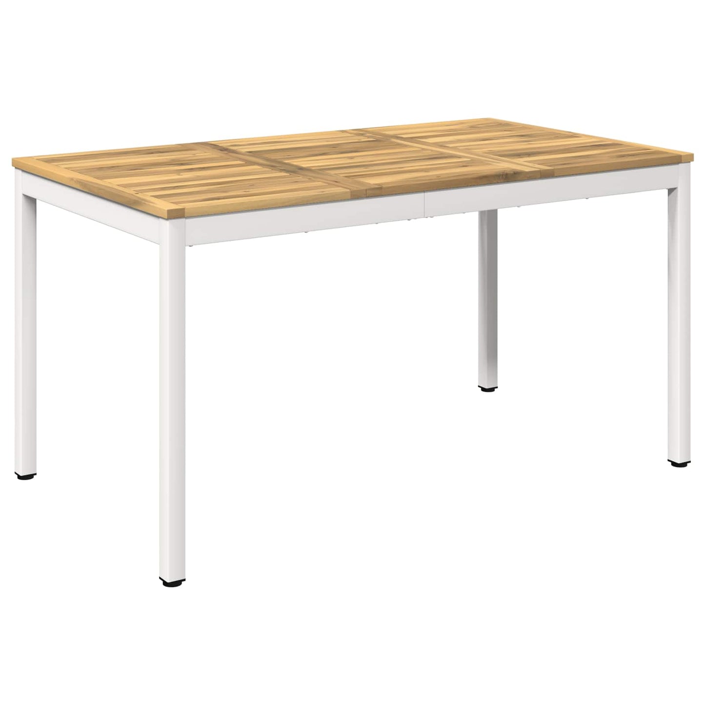 Garden Dinner Table White 141 x 80.5 x 75 cm Solid Acacia Wood