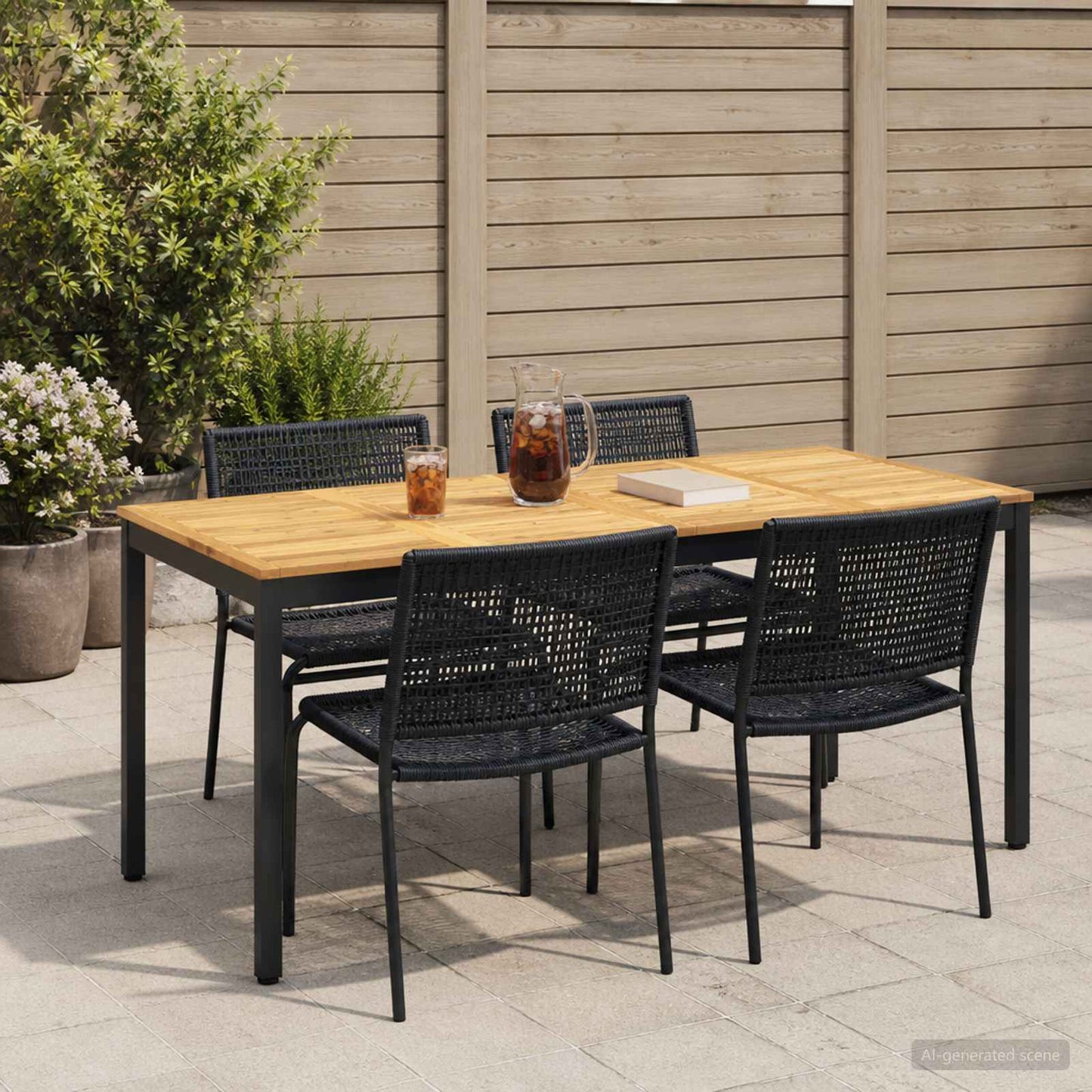 Garden Dinner Table White and Black 147 x 88.5 x 75 cm