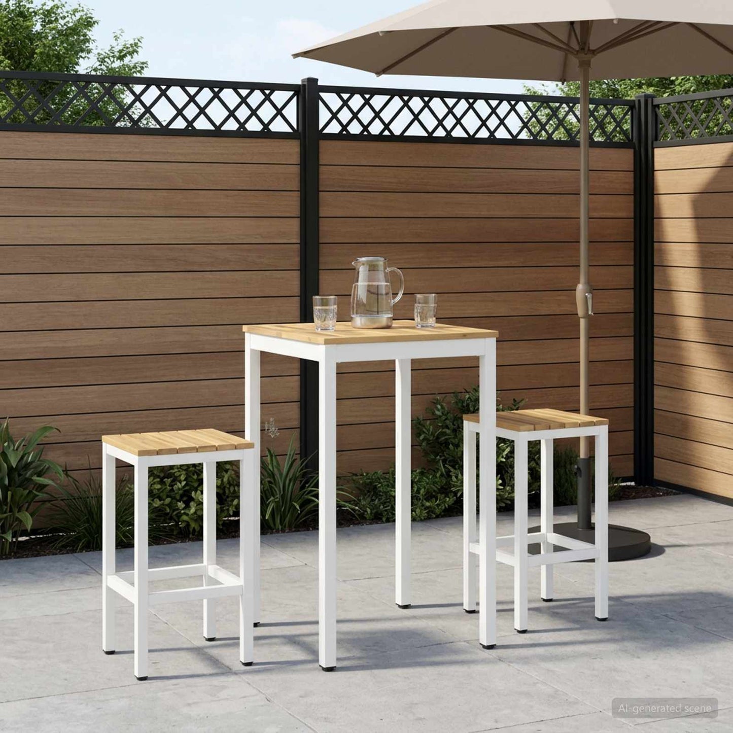 Garden Bar Table White 60 x 60.5 x 105 cm Solid Acacia Wood