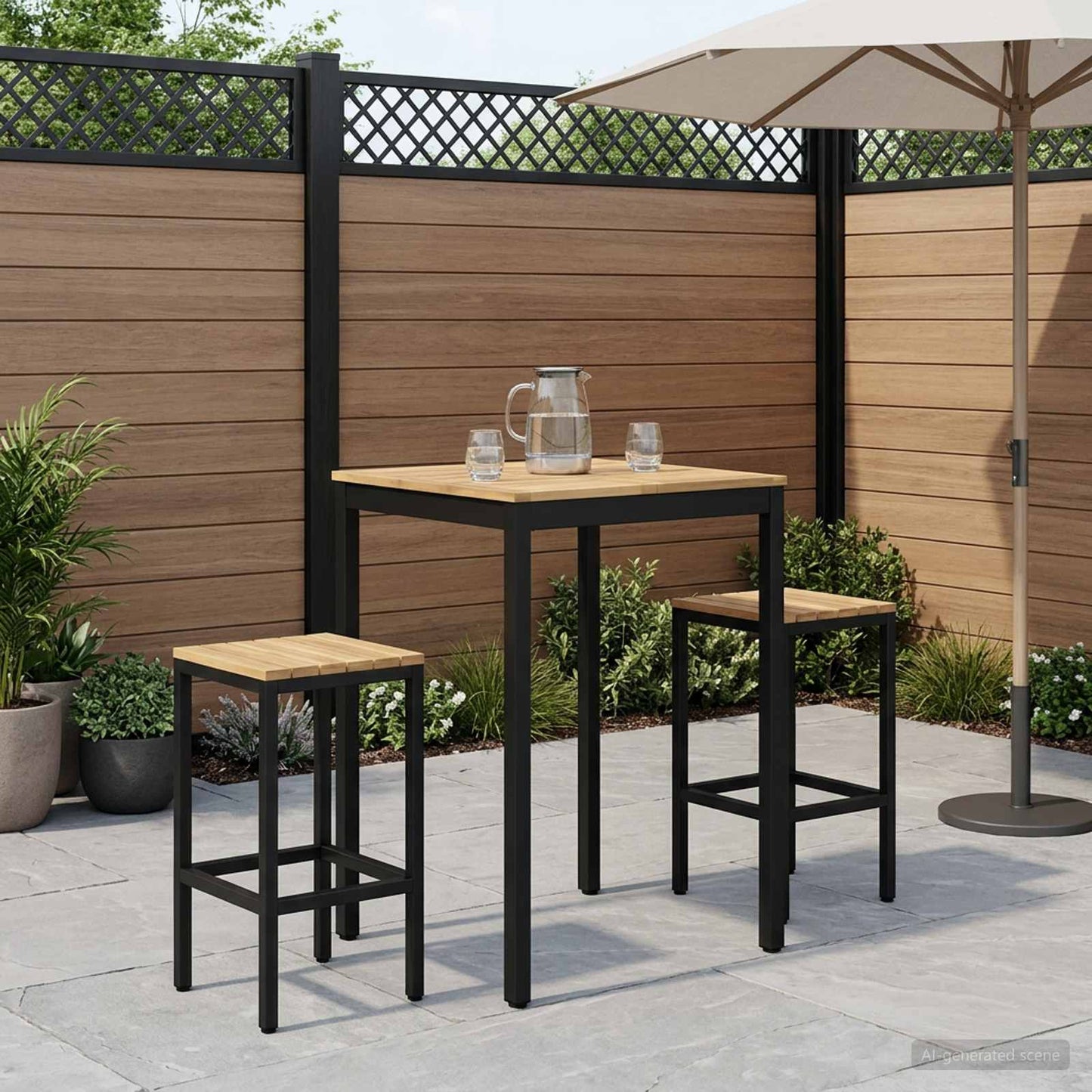 Garden Bar Table White and Black 70 x 68.5 x 105 cm
