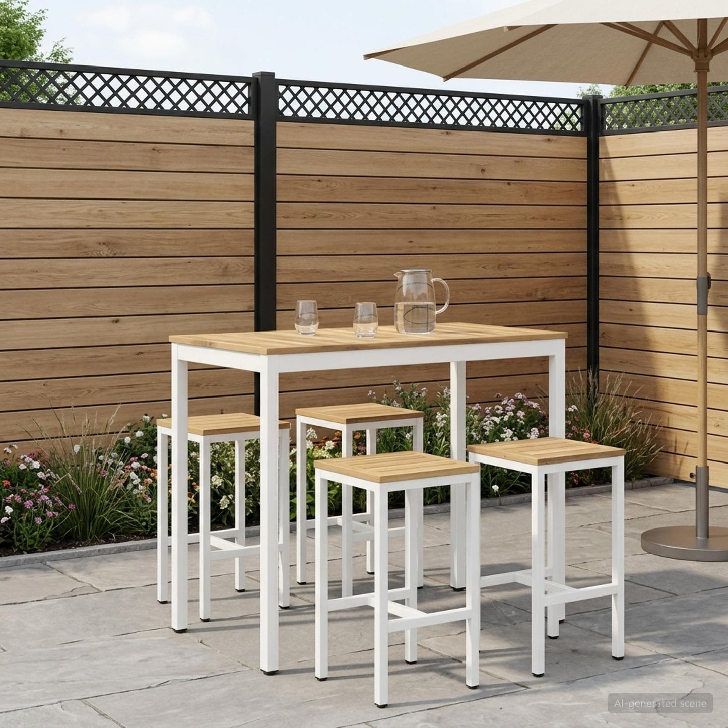 Garden Bar Table White 108.5 x 55 x 105 cm Solid Acacia Wood