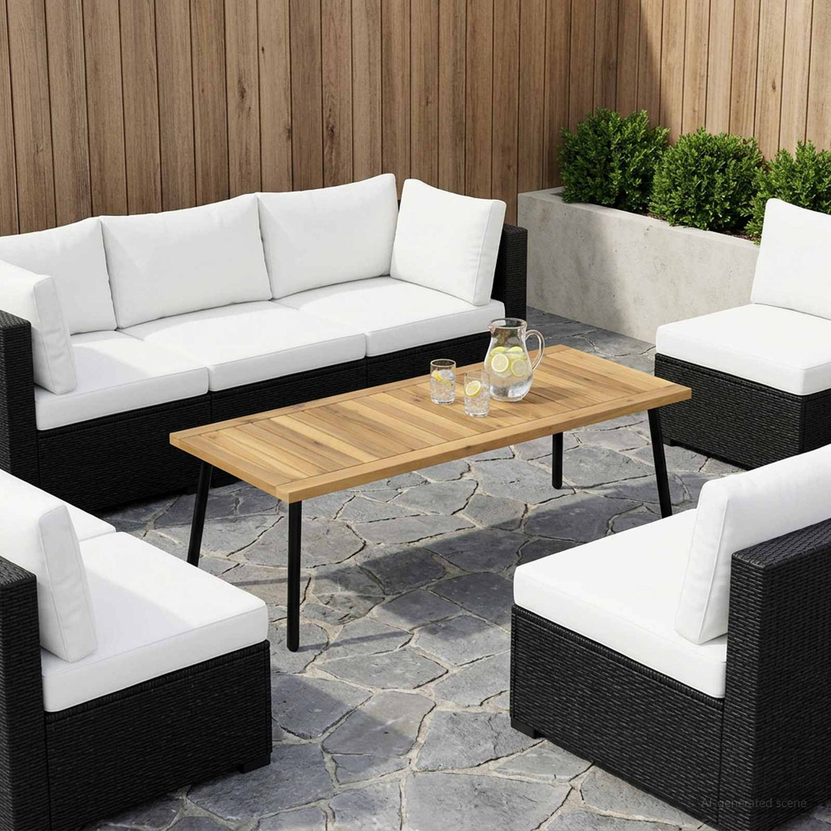 Table Top 100.5 x 40 x 2 cm Rectangular Solid Acacia Wood White