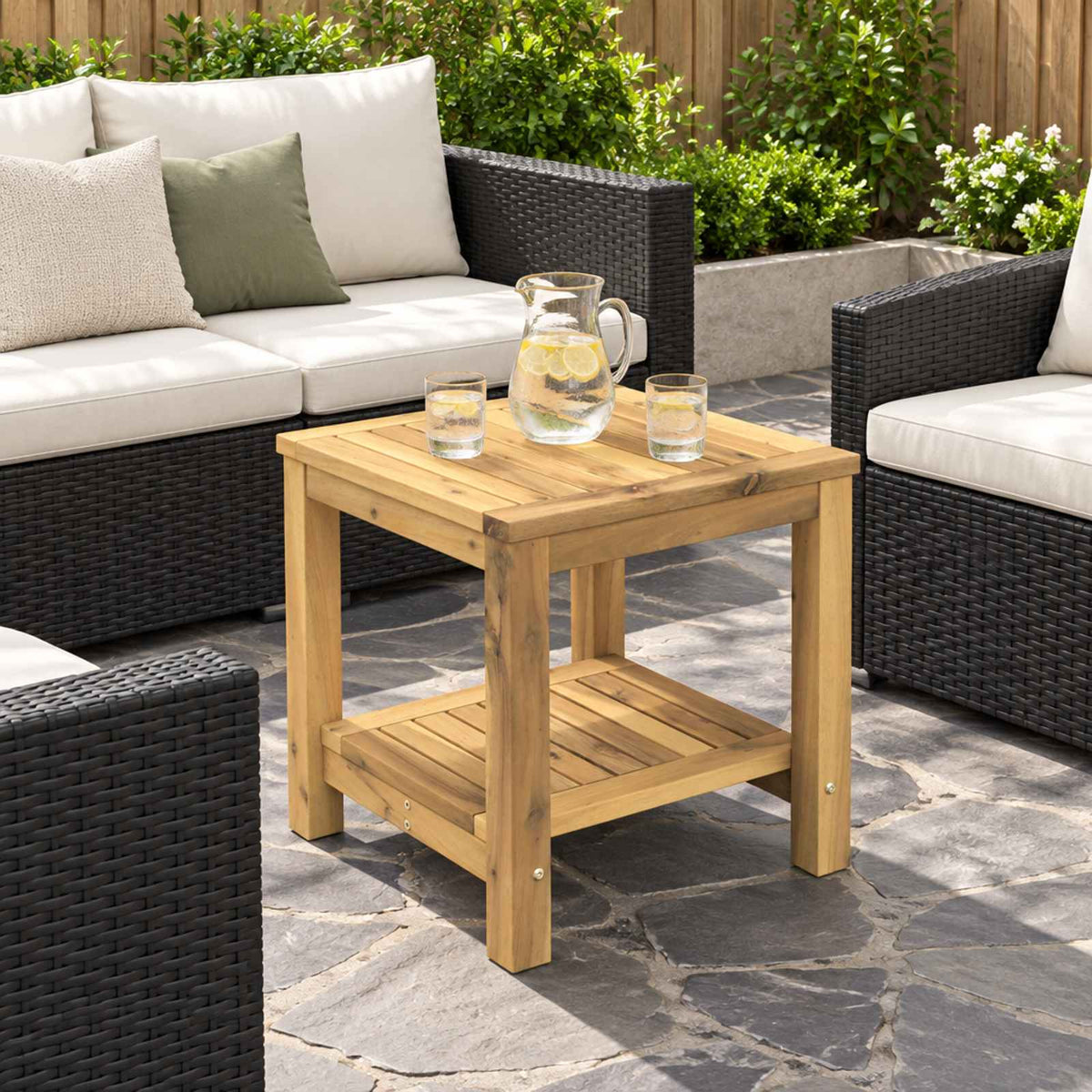 Coffee Table White 40.5 x 40 x 45 cm Solid Acacia Wood