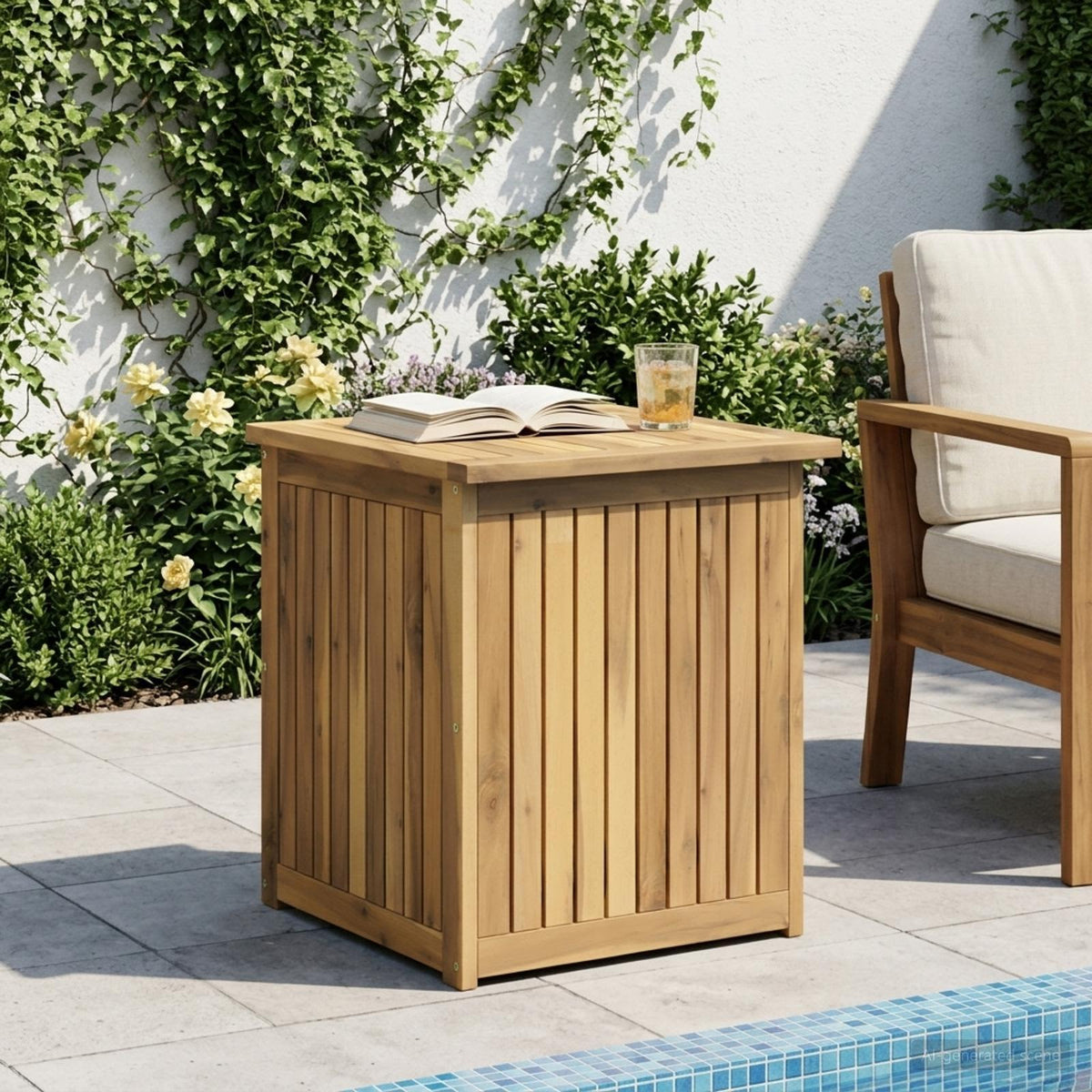 Garden Storage Box Solid Acacia Wood 48.5 x 49 x 53.5 cm