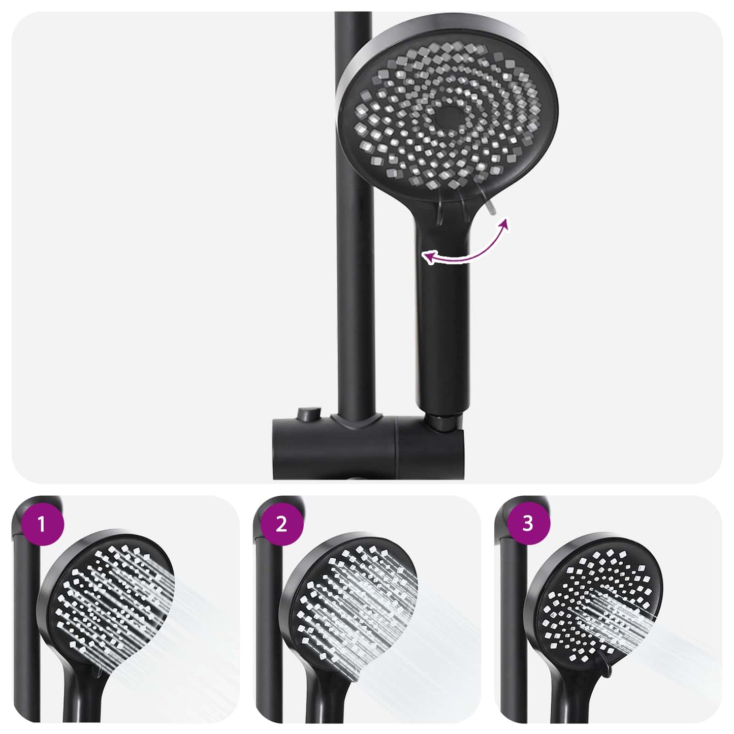 Shower System Black 47 x 20 x 95 cm Stainless Steel