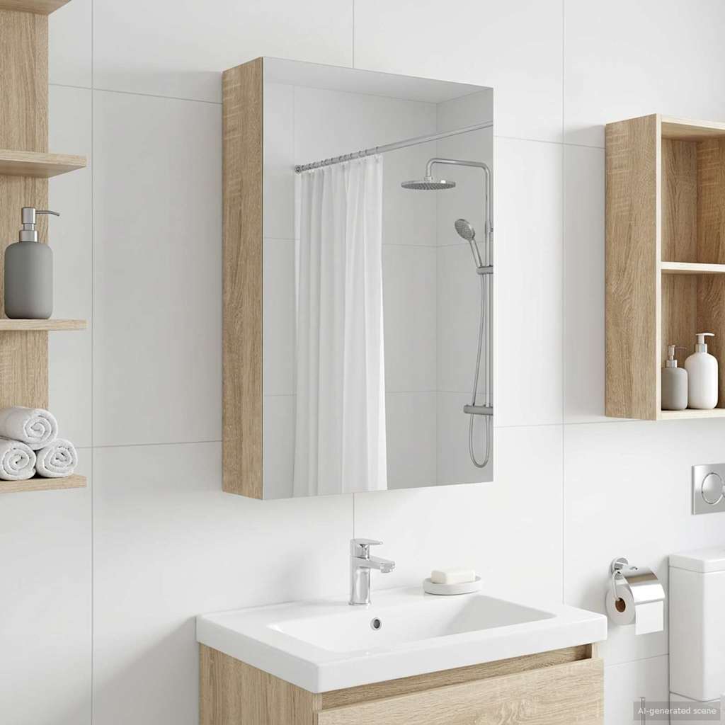 Bathroom Mirror Cabinet Sonoma Oak 30 x 10.5 x 50 cm