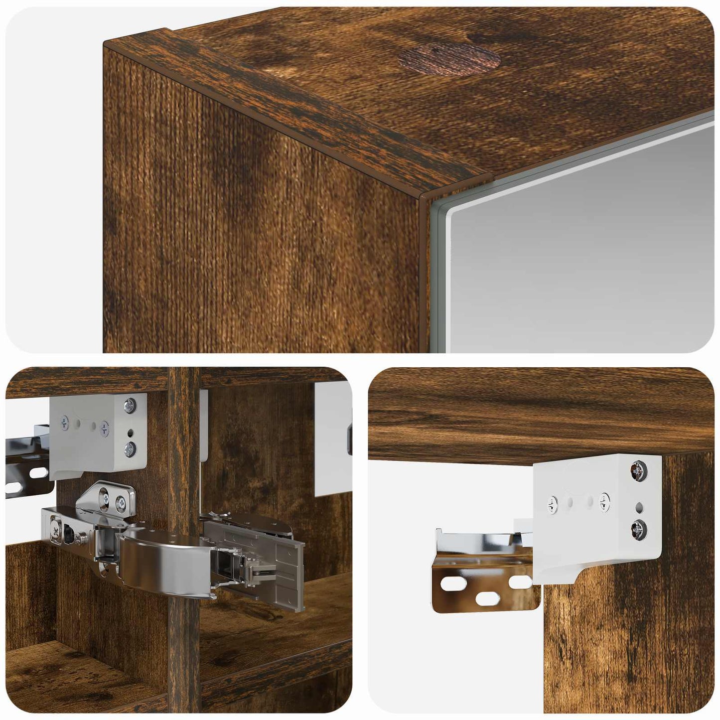 Bathroom Mirror Cabinet Smoked Oak 30 x 10.5 x 50 cm