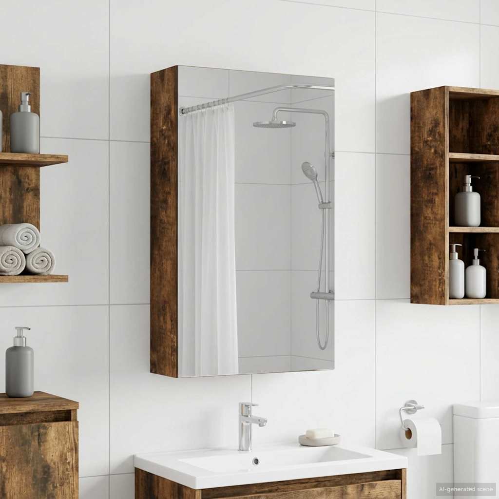 Bathroom Mirror Cabinet Smoked Oak 30 x 10.5 x 50 cm