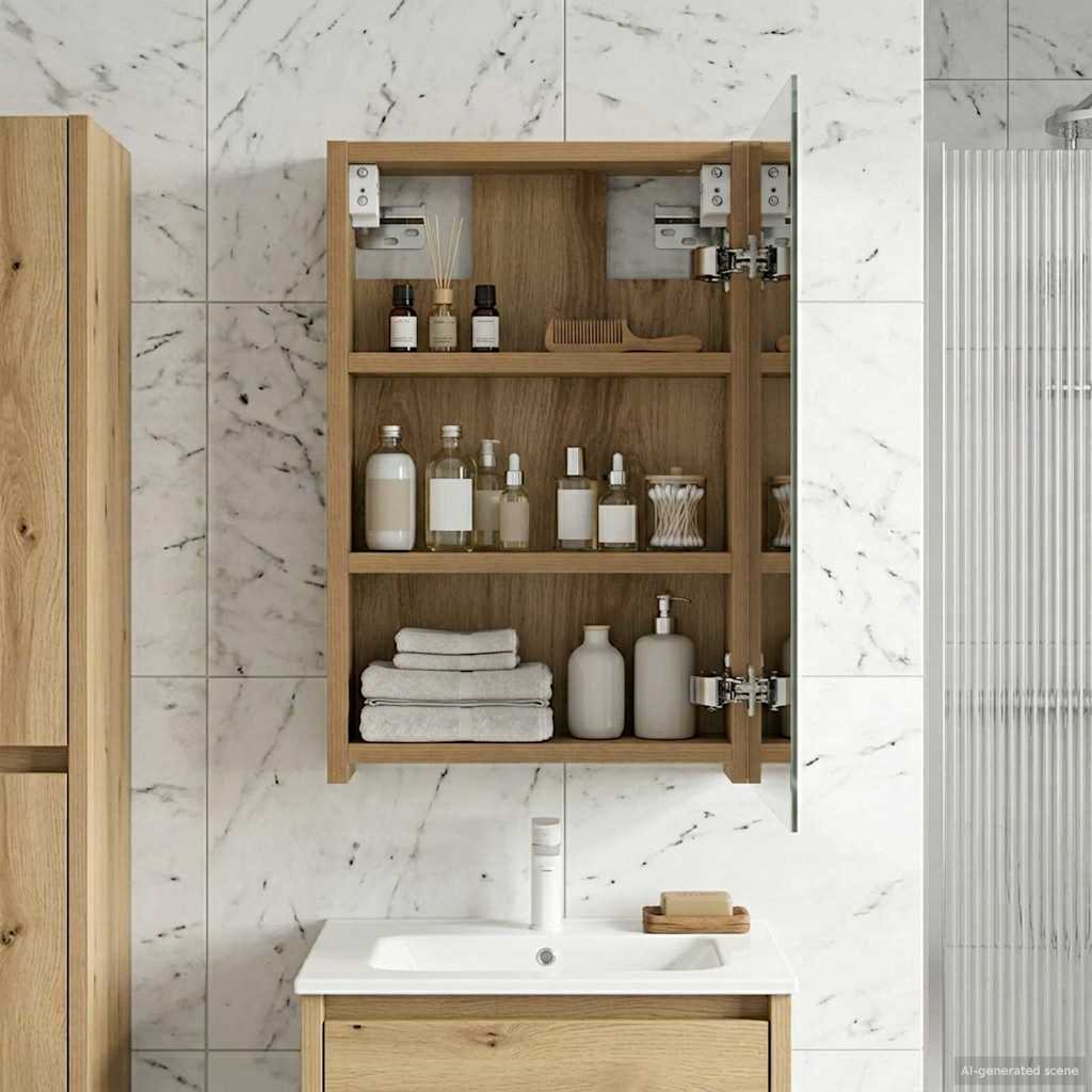 Bathroom Mirror Cabinet Artisian Oak 30 x 10.5 x 50 cm