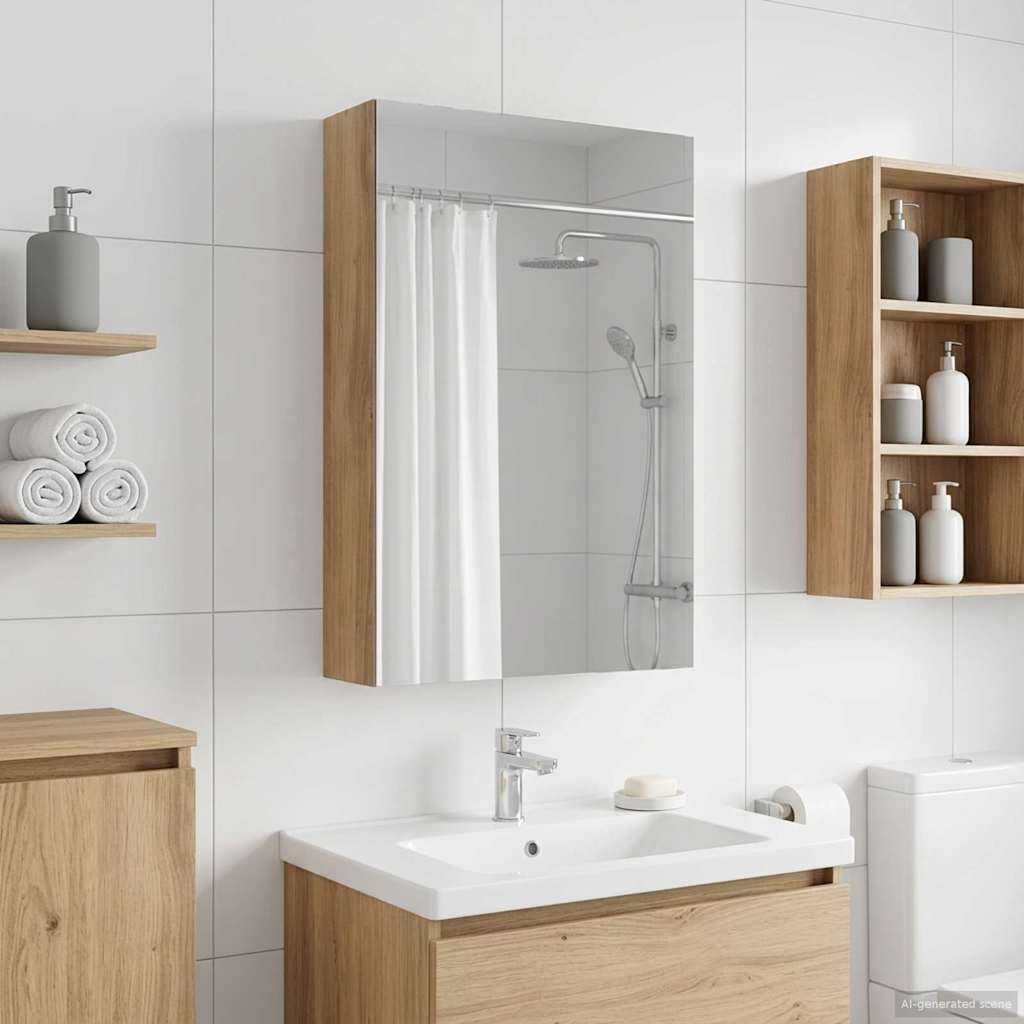 Bathroom Mirror Cabinet Artisian Oak 30 x 10.5 x 50 cm