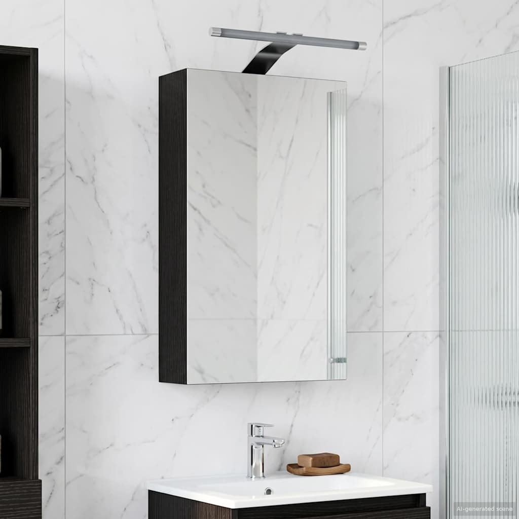 Bathroom Mirror Cabinet Black Oak 30 x 10.5 x 50 cm