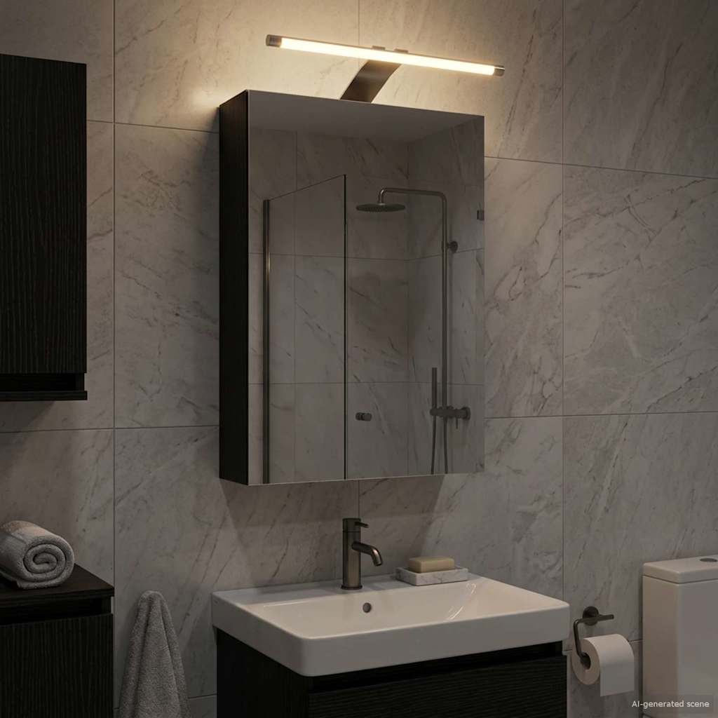 Bathroom Mirror Cabinet Black Oak 30 x 10.5 x 50 cm