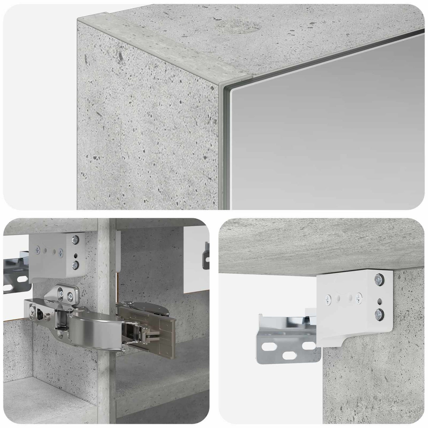 Bathroom Mirror Cabinet Concrete Grey 30 x 10.5 x 50 cm