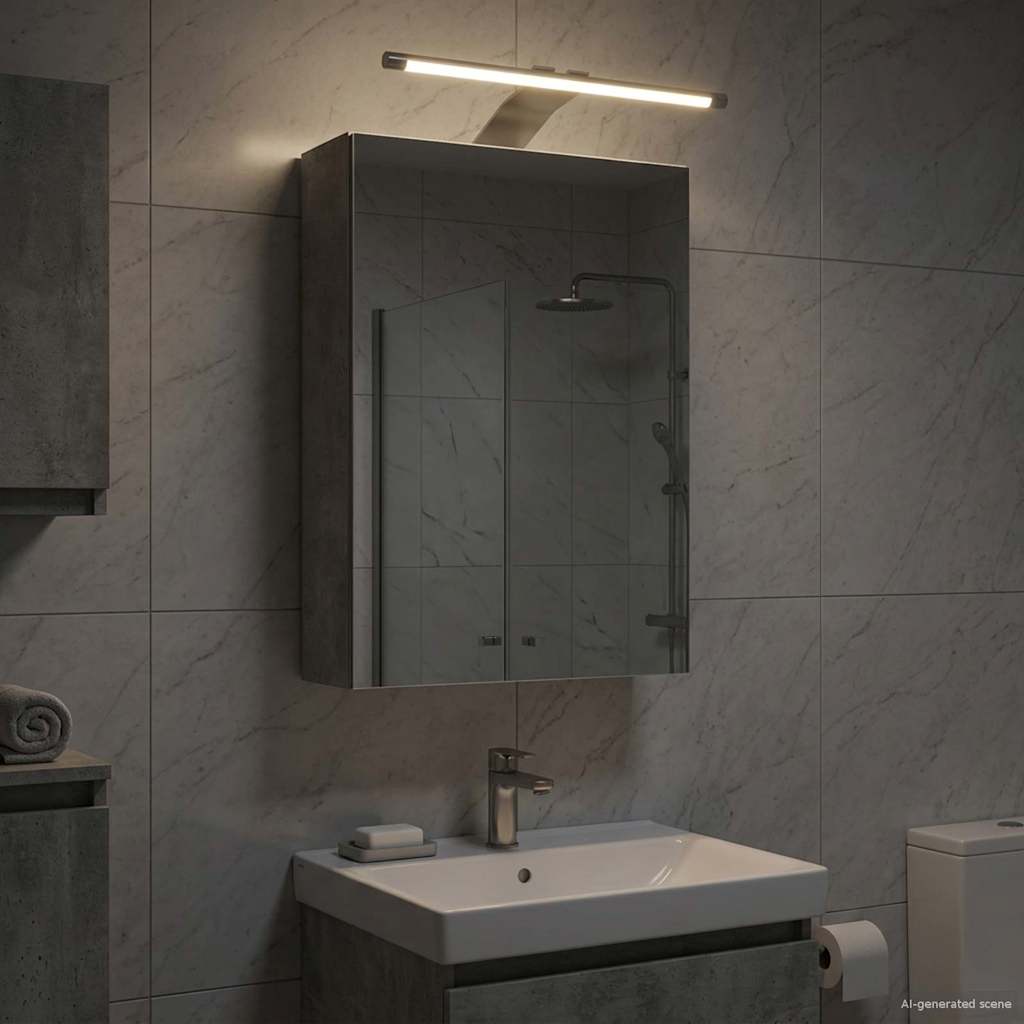 Bathroom Mirror Cabinet Concrete Grey 30 x 10.5 x 50 cm