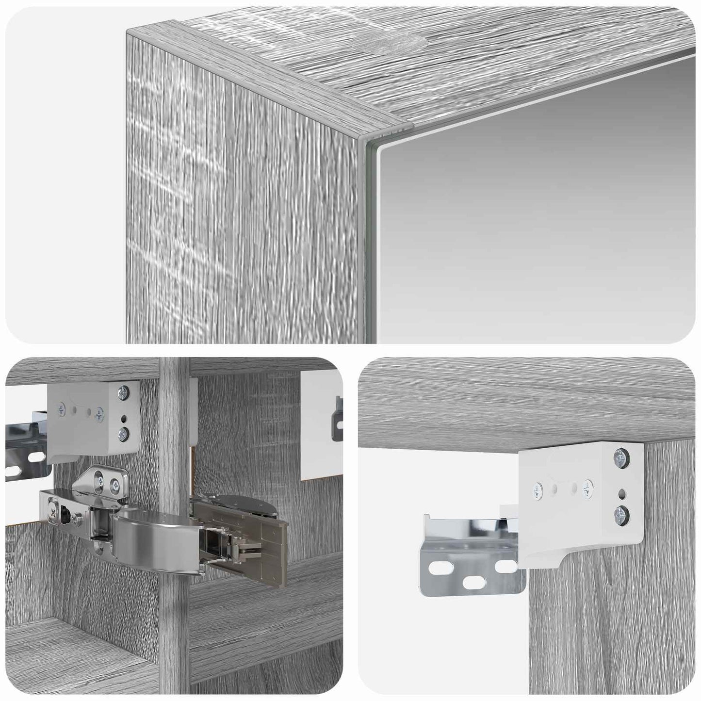 Bathroom Mirror Cabinet Grey Sonoma 30 x 10.5 x 50 cm