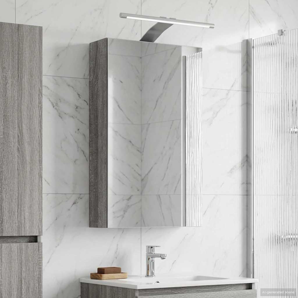 Bathroom Mirror Cabinet Grey Sonoma 30 x 10.5 x 50 cm