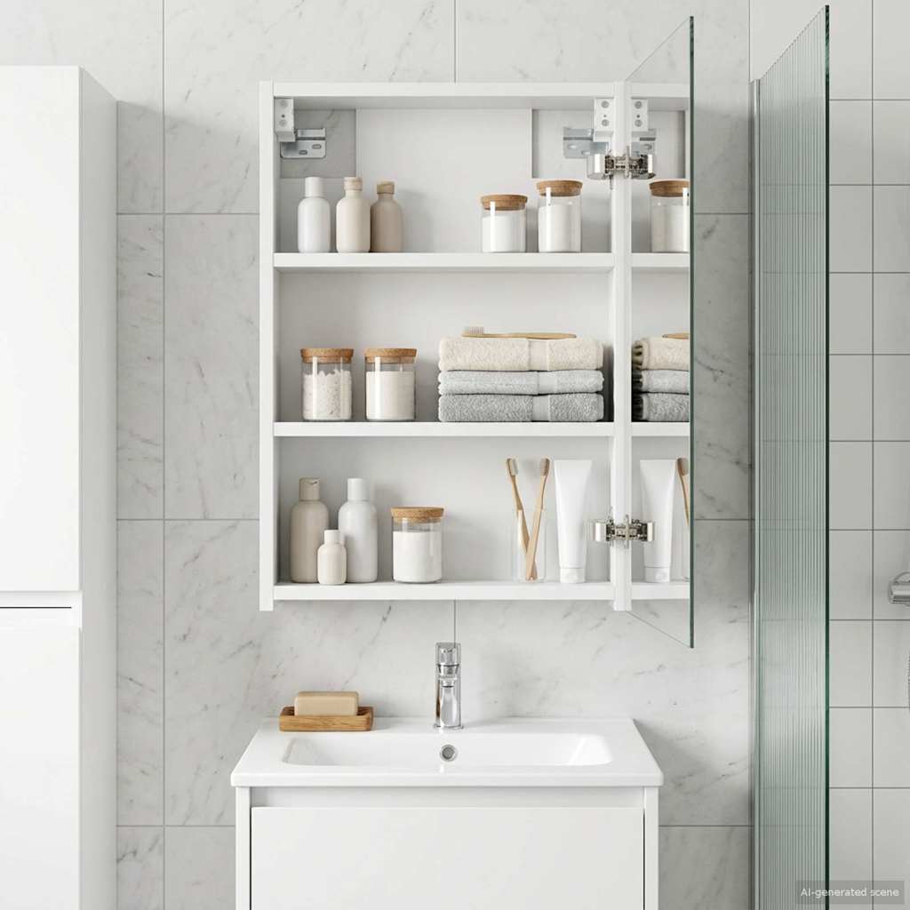 Bathroom Mirror Cabinet White 40 x 10.5 x 60.5 cm