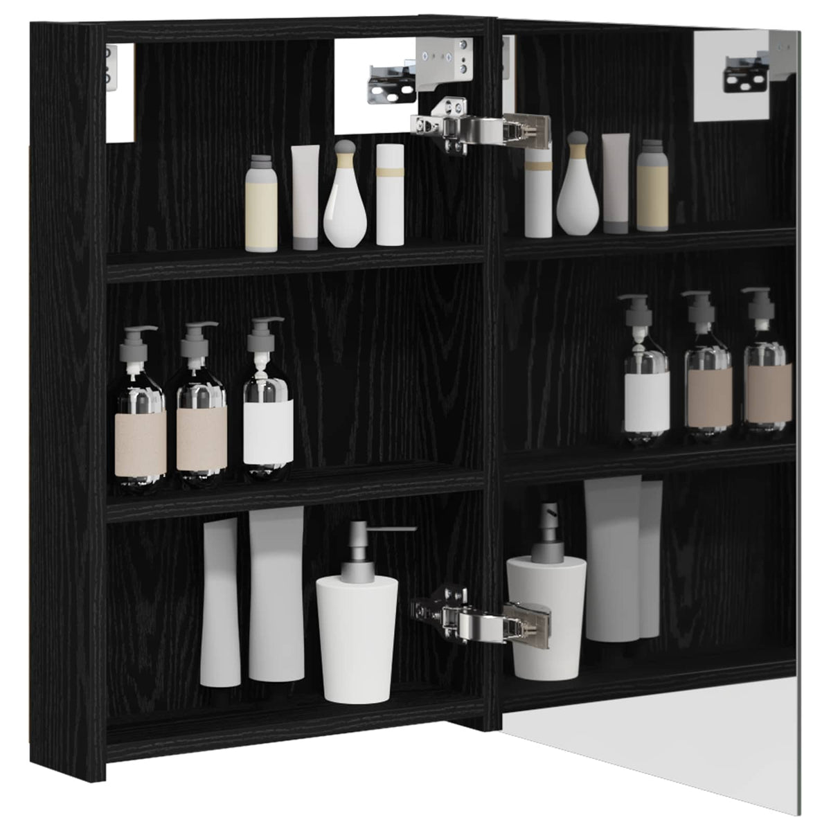 Bathroom Mirror Cabinet Black Oak 40 x 10.5 x 60.5 cm