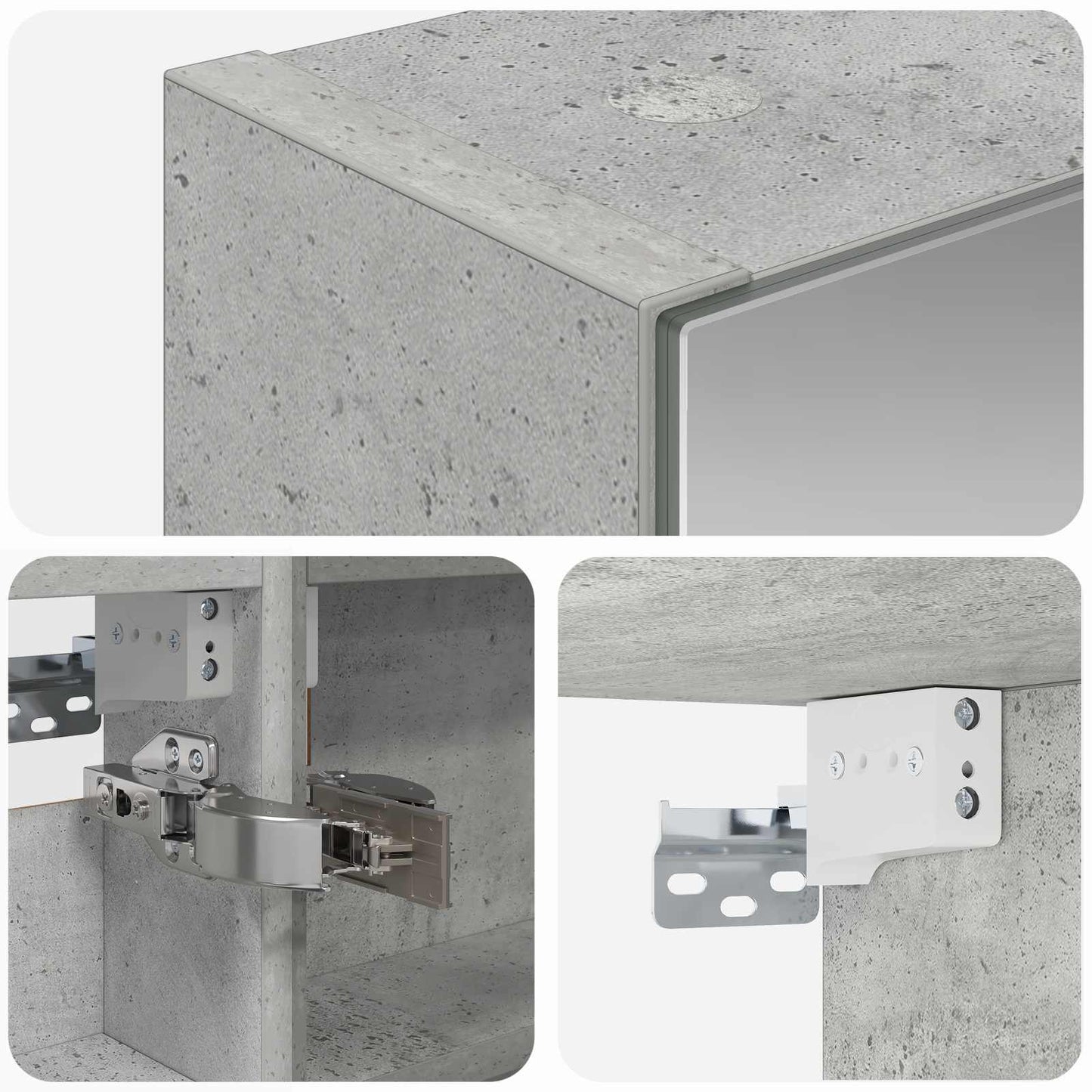 Bathroom Mirror Cabinet Concrete Grey 40 x 10.5 x 60.5 cm