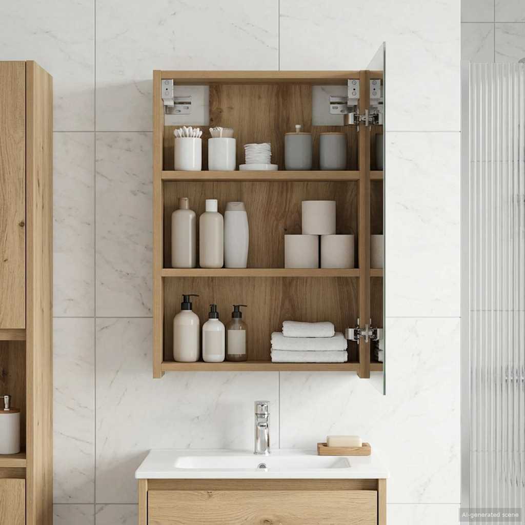 Bathroom Mirror Cabinet Artisan Oak 40 x 10.5 x 60.5 cm