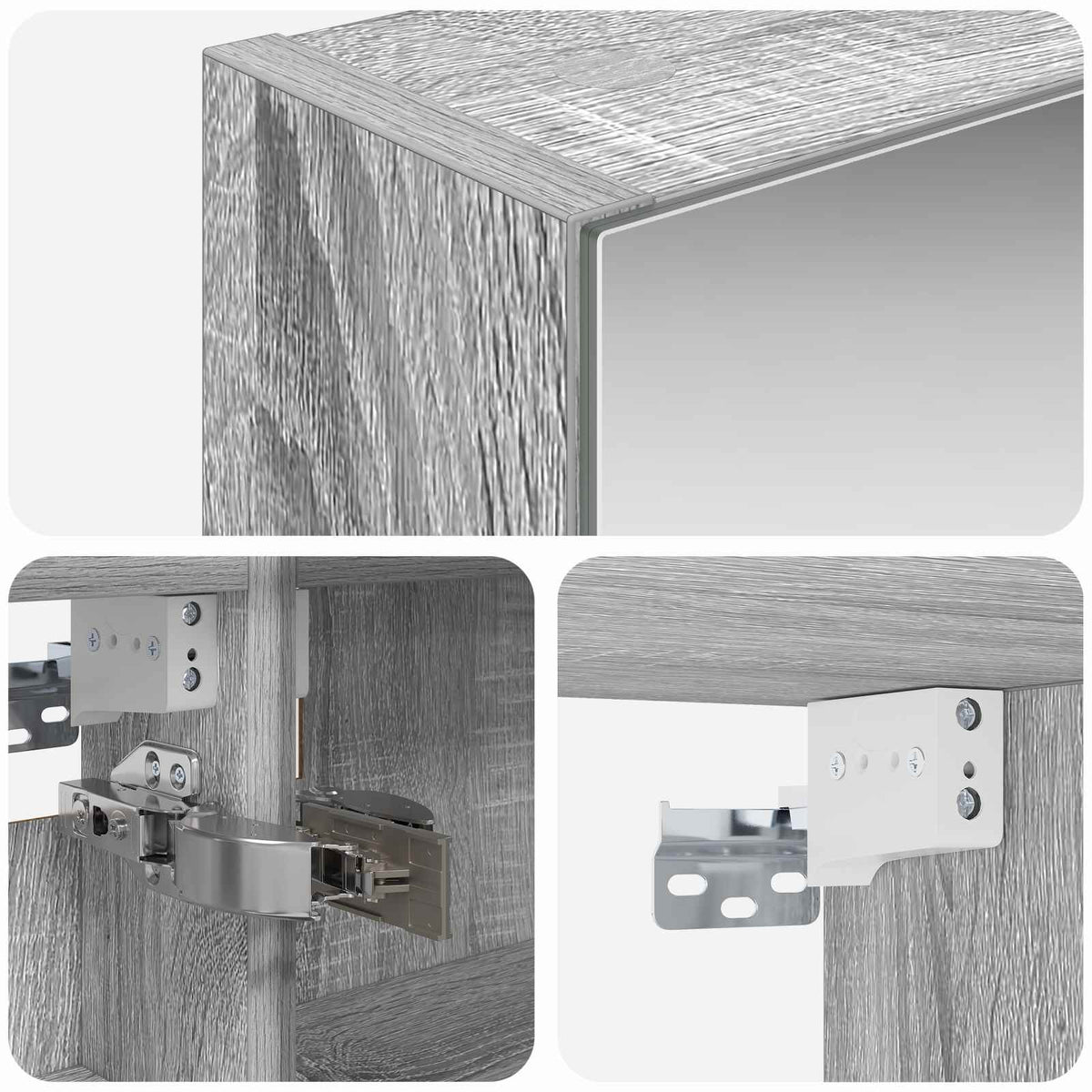Bathroom Mirror Cabinet Grey Sonoma 40 x 10.5 x 60.5 cm