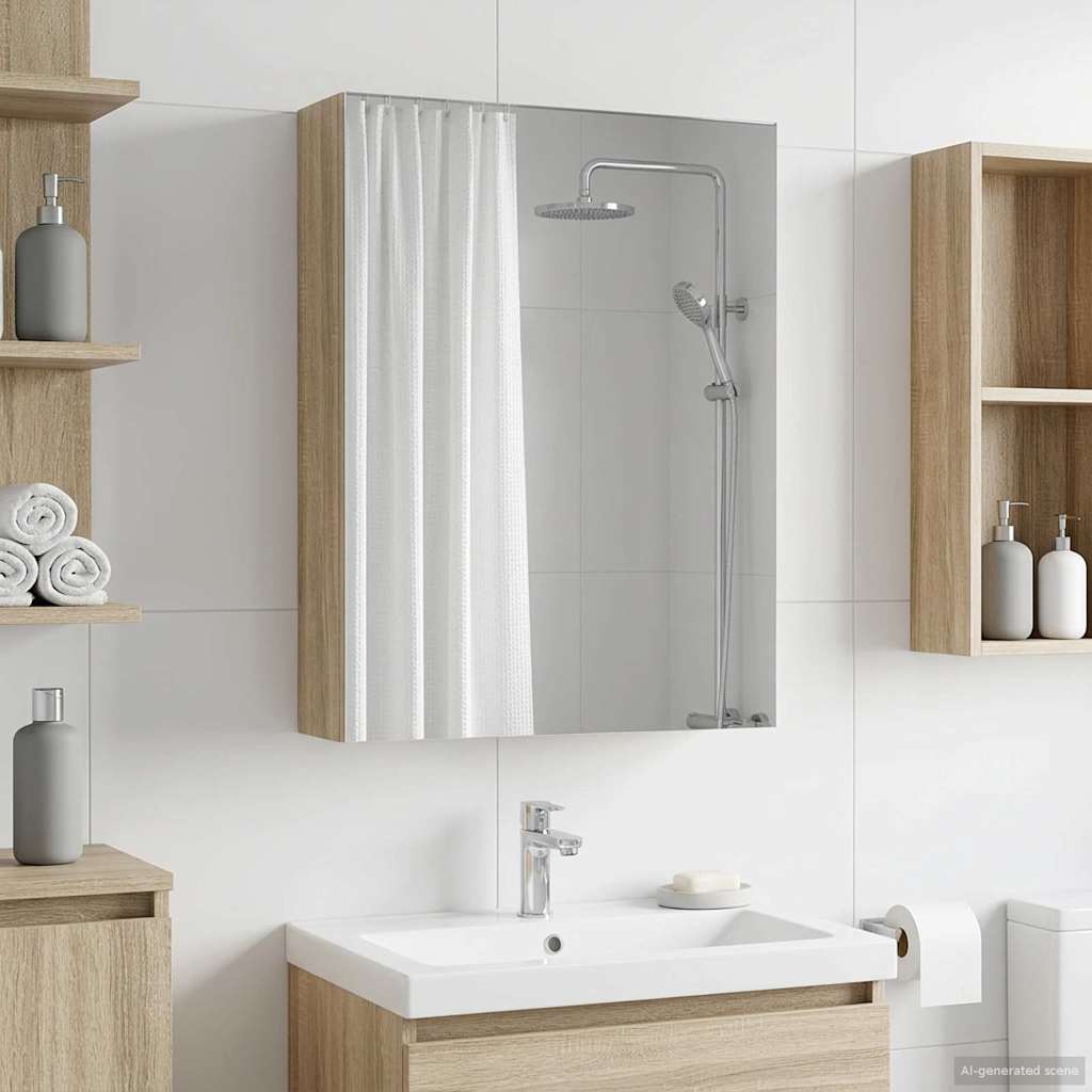 Bathroom Mirror Cabinet Sonoma Oak 50 x 14.5 x 70 cm