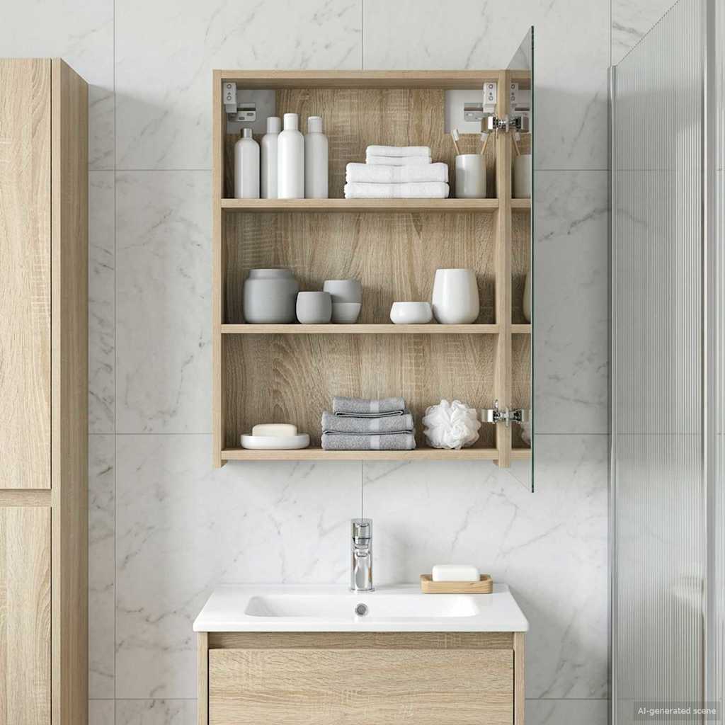 Bathroom Mirror Cabinet Sonoma Oak 50 x 14.5 x 70 cm