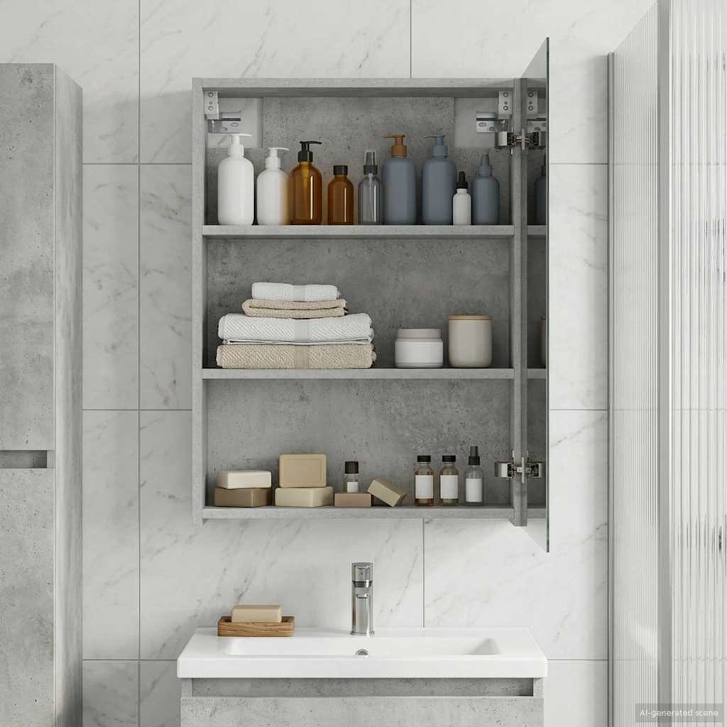 Bathroom Mirror Cabinet Concrete Grey 50 x 14.5 x 70 cm