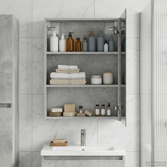Bathroom Mirror Cabinet Concrete Grey 50 x 14.5 x 70 cm