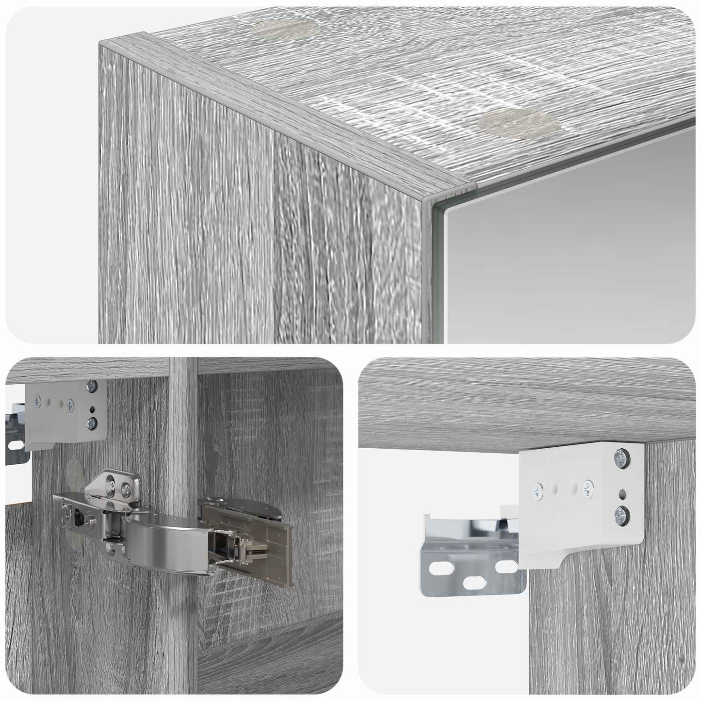 Bathroom Mirror Cabinet Grey Sonoma 50 x 14.5 x 70 cm