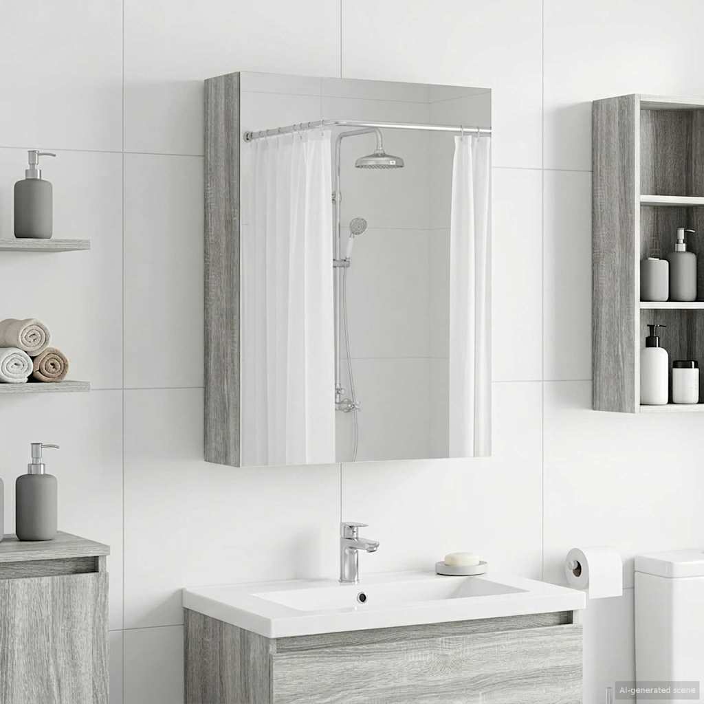 Bathroom Mirror Cabinet Grey Sonoma 50 x 14.5 x 70 cm