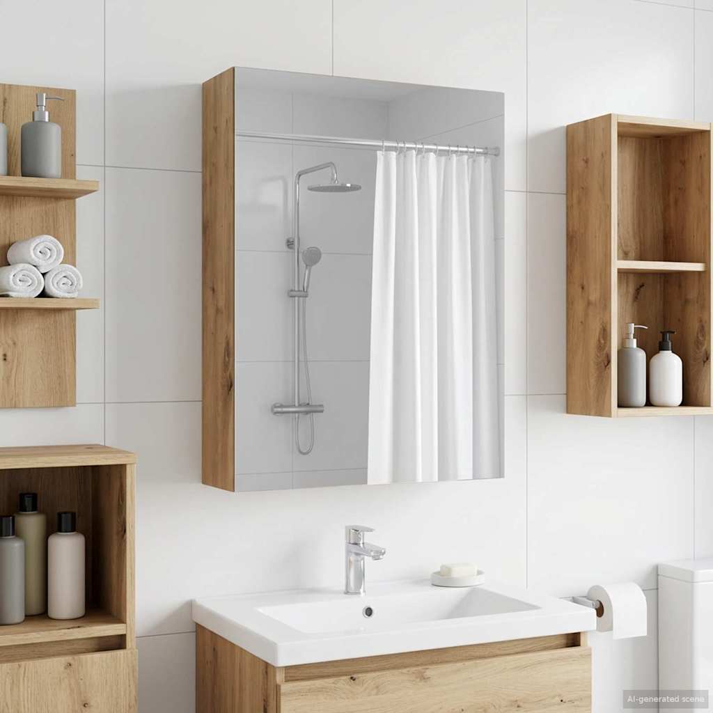 Bathroom Mirror Cabinet Artisan Oak 50 x 14.5 x 70 cm