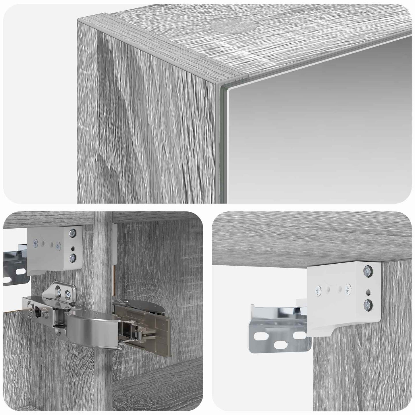 Bathroom Mirror Cabinet Grey Sonoma 50 x 14.5 x 70 cm