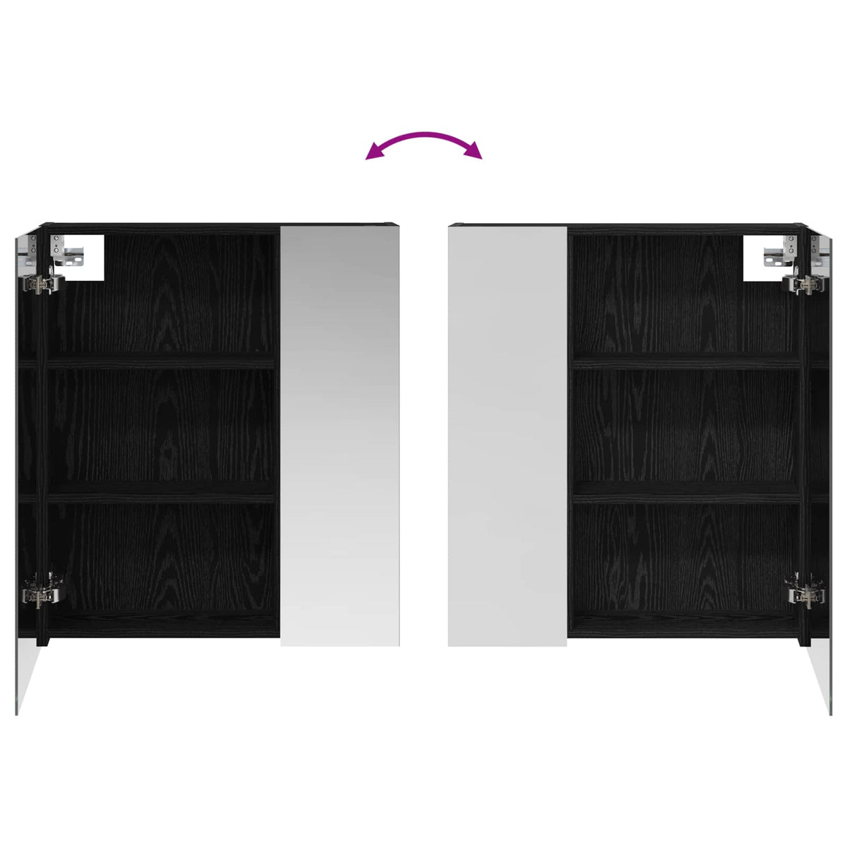 Bathroom Mirror Cabinet Black Oak 60 x 14.5 x 70 cm