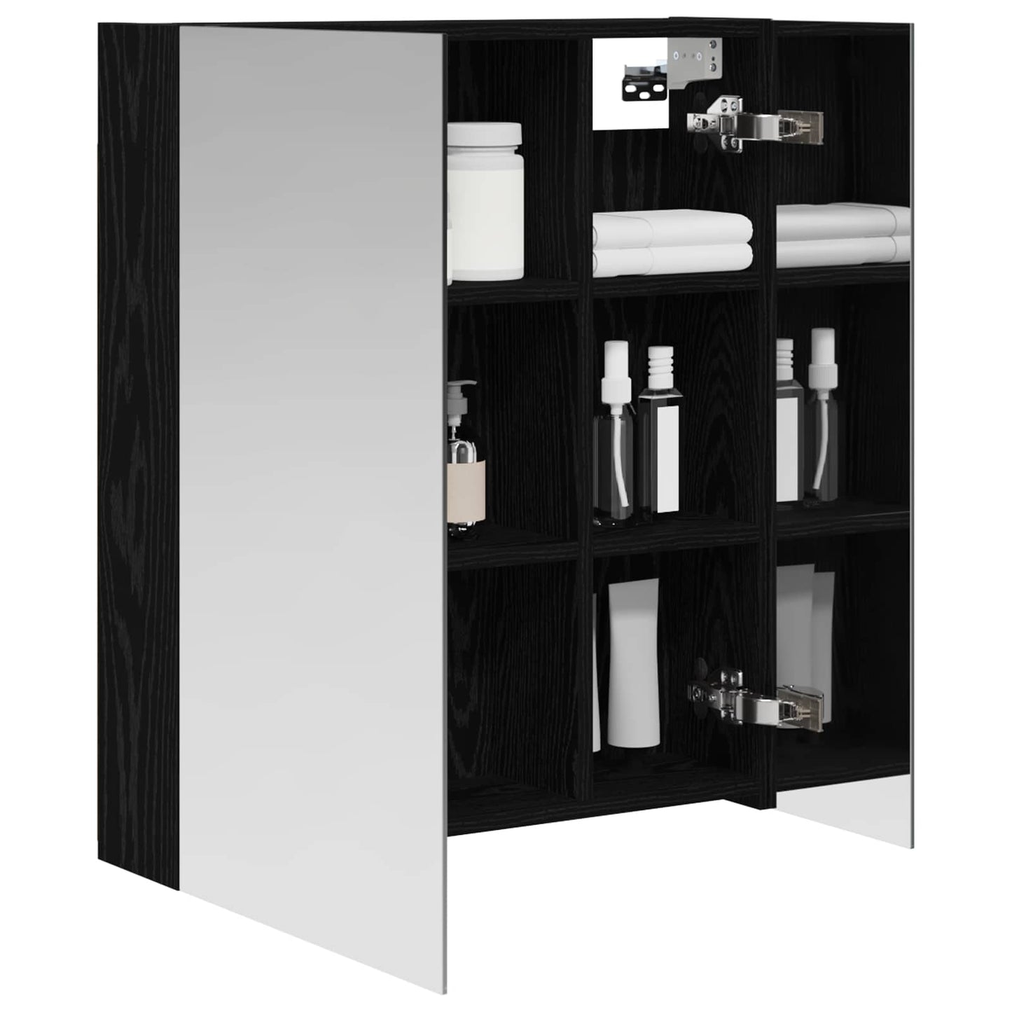 Bathroom Mirror Cabinet Black Oak 60 x 14.5 x 70 cm