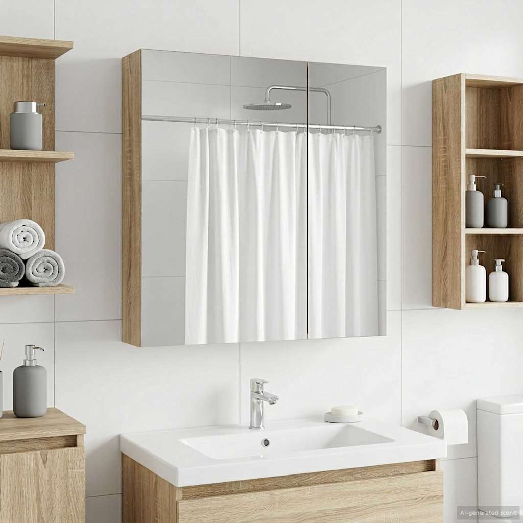 Bathroom Mirror Cabinet Sonoma Oak 60 x 14.5 x 70 cm