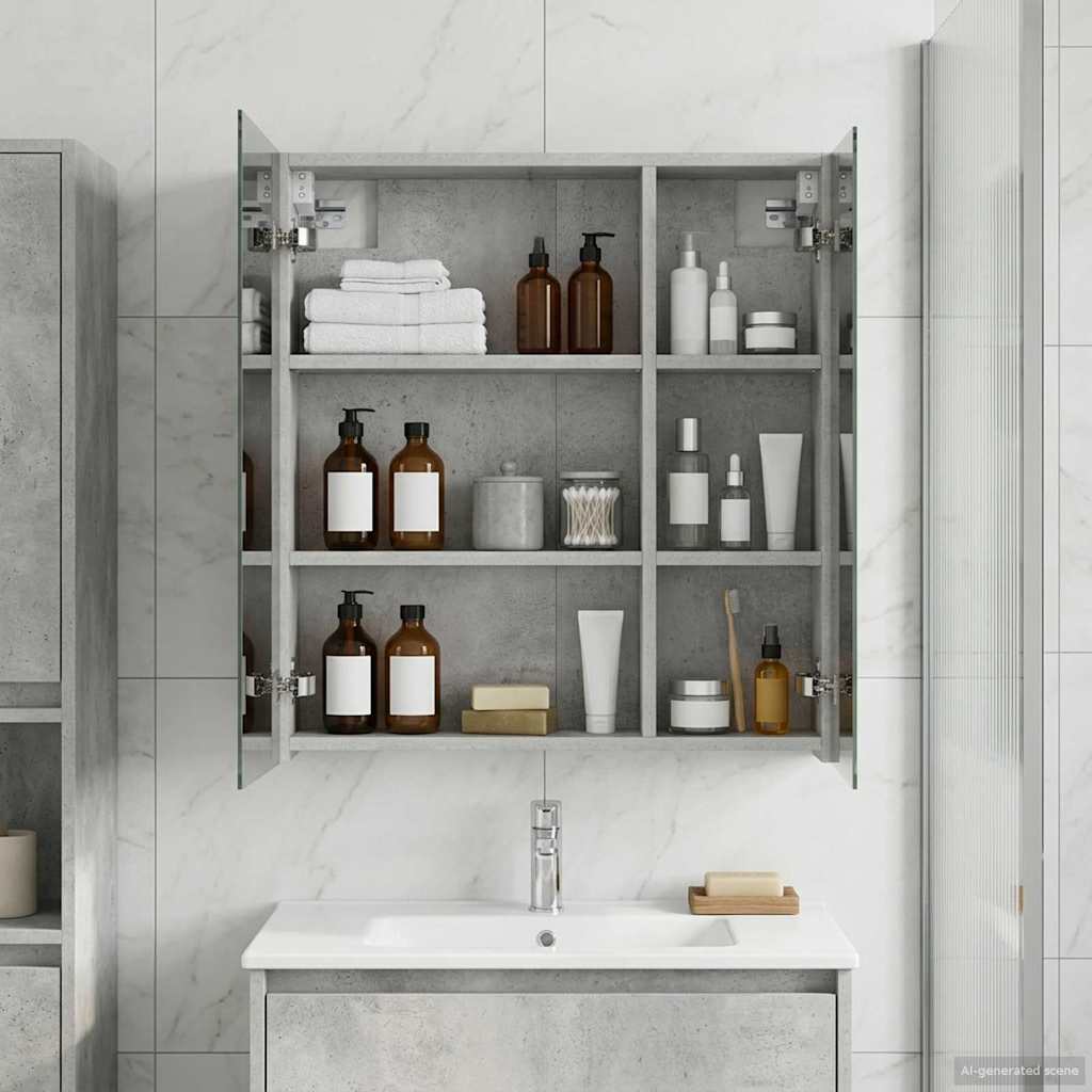 Bathroom Mirror Cabinet Concrete Grey 60 x 14.5 x 70 cm
