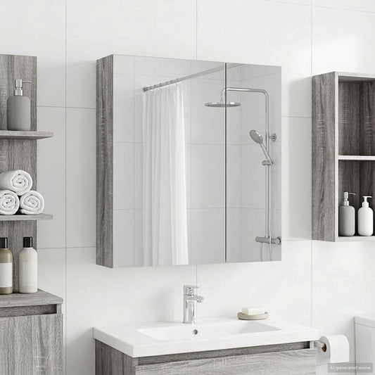 Bathroom Mirror Cabinet Grey Sonoma 60 x 14.5 x 70 cm