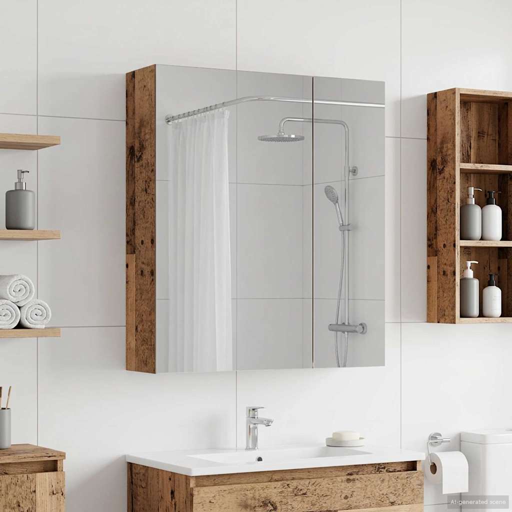 Bathroom Mirror Cabinet Old Wood 60 x 14.5 x 70 cm