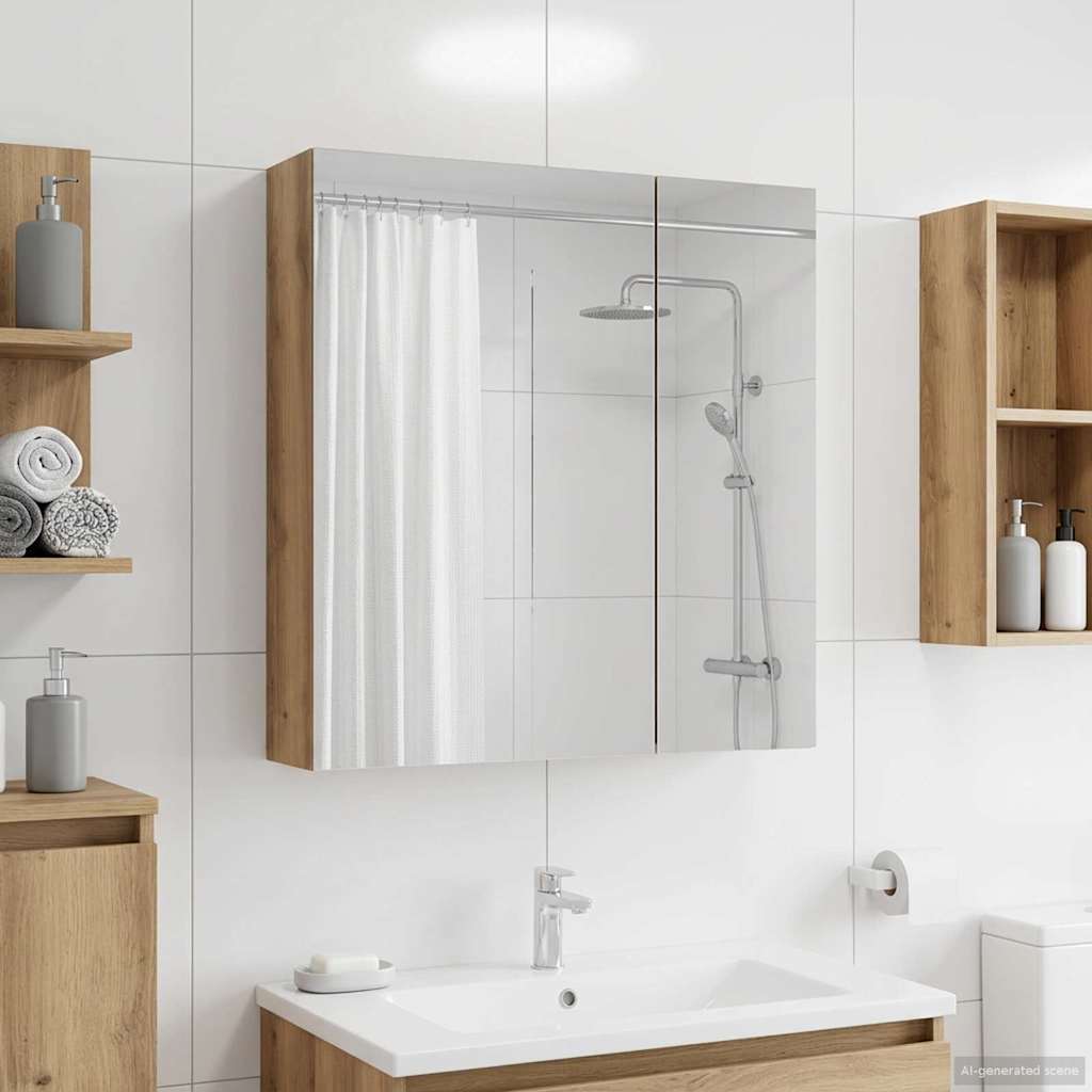 Bathroom Mirror Cabinet Artisan Oak 60 x 14.5 x 70 cm