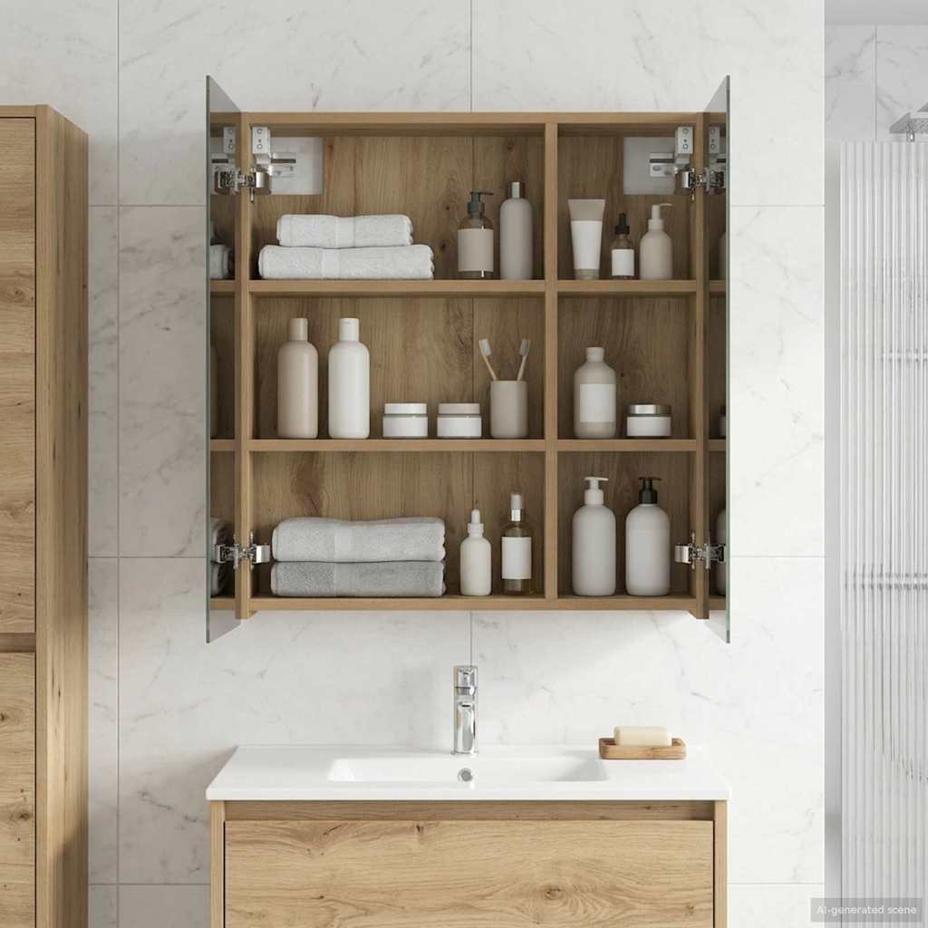 Bathroom Mirror Cabinet Artisian Oak 60 x 14.5 x 70 cm