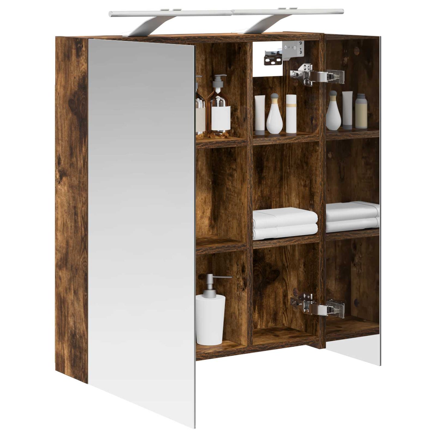 Bathroom Mirror Cabinet Smoked Oak 60 x 14.5 x 70 cm