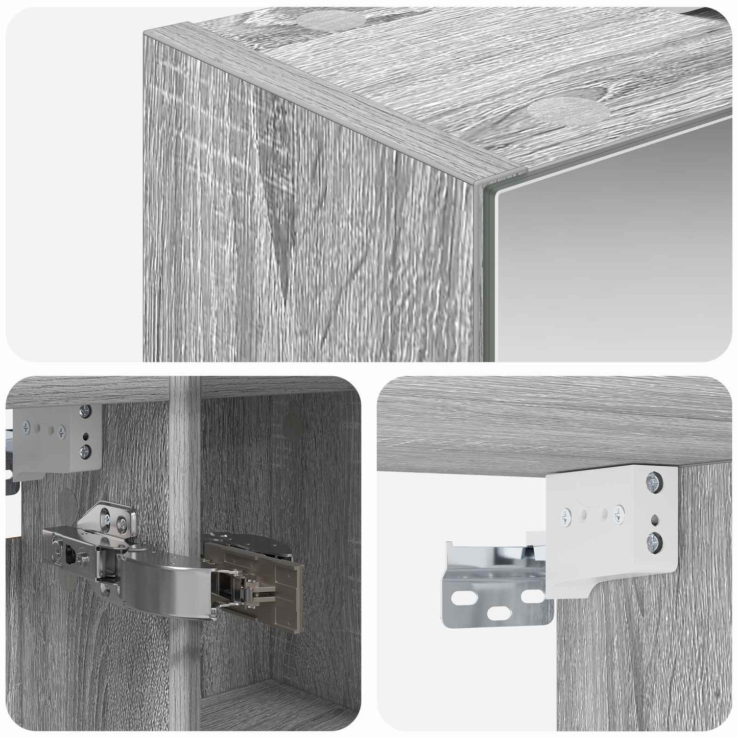 Bathroom Mirror Cabinet Grey Sonoma 60 x 14.5 x 70 cm