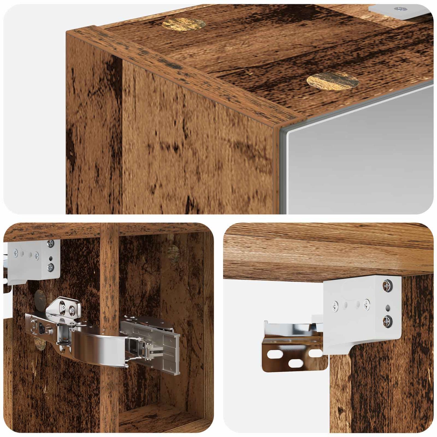 Bathroom Mirror Cabinet Old Wood 60 x 14.5 x 70 cm