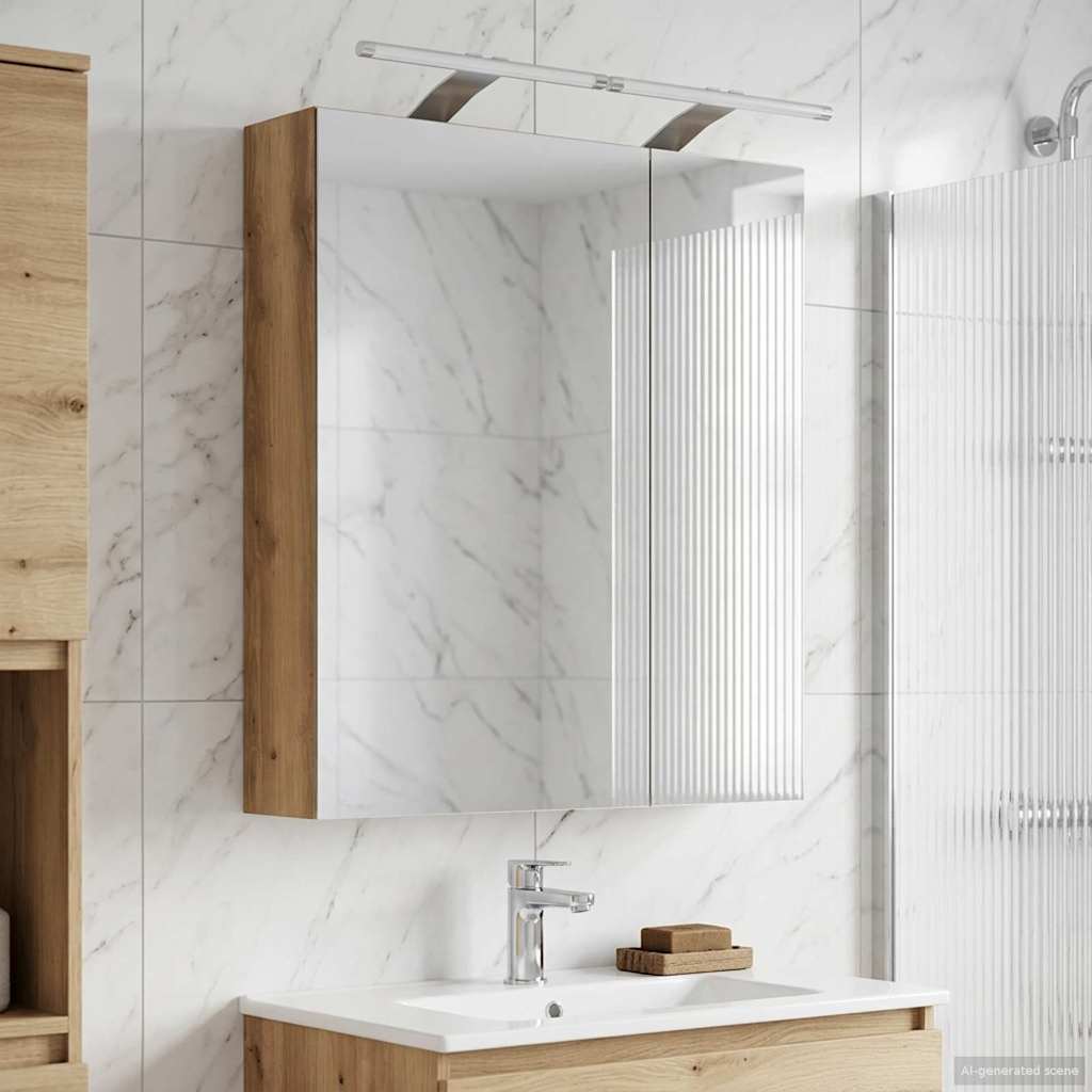 Bathroom Mirror Cabinet Artisian Oak 60 x 14.5 x 70 cm