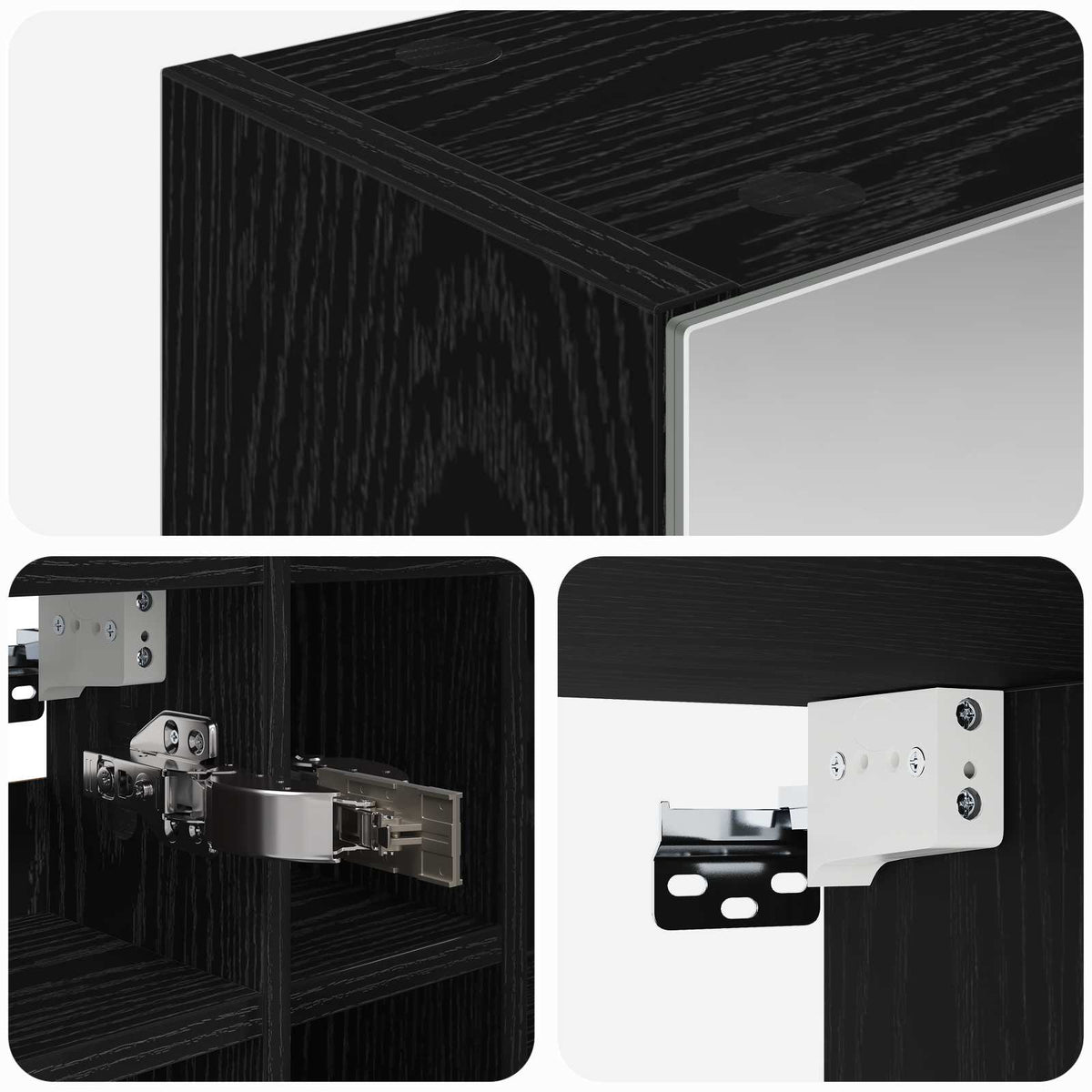 Bathroom Mirror Cabinet Black Oak 60 x 14.5 x 50 cm
